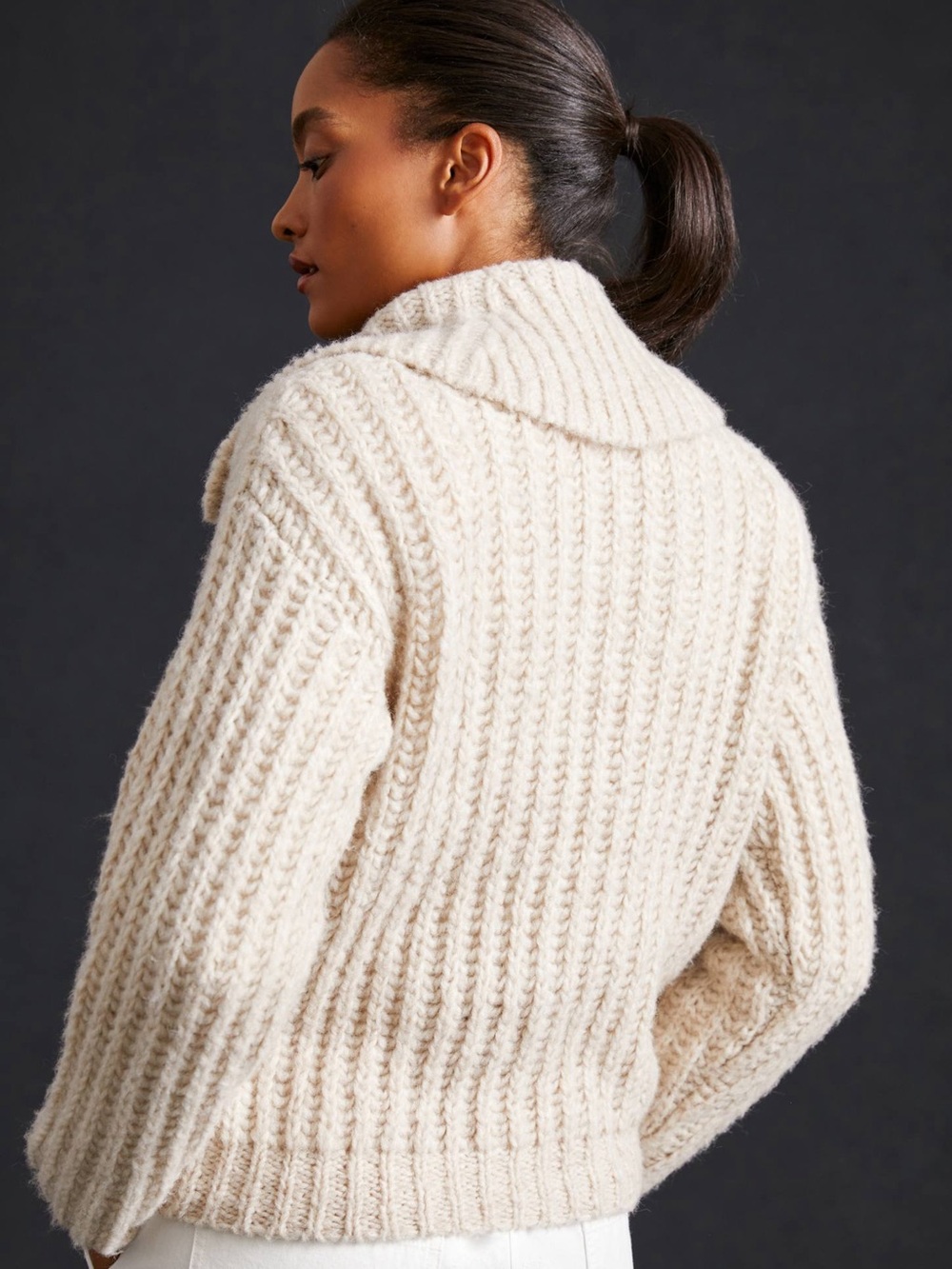 Anthropologie Cream Knit Cardigan with Yellow Star Motif - Picture 3 of 12